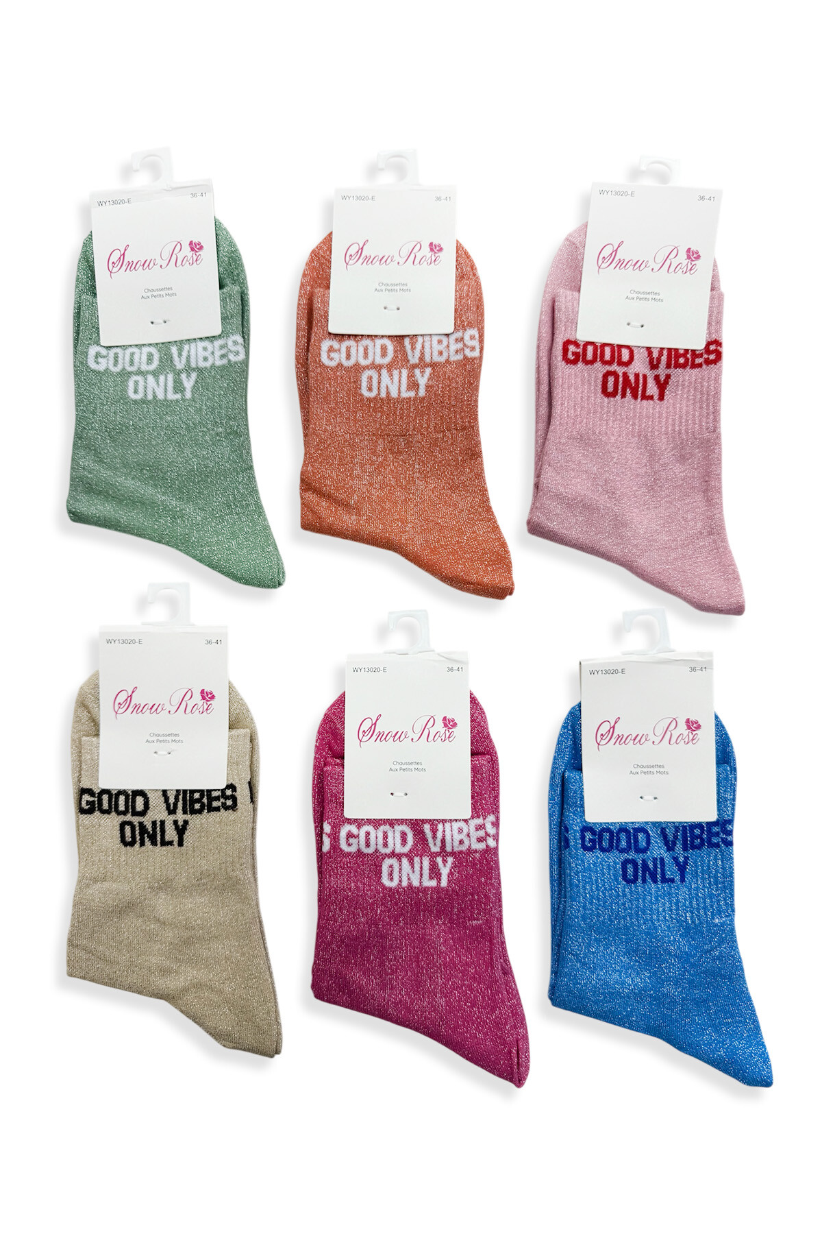 Wholesaler Snow Rose - Shiny Socks GOOD VIBES ONLY