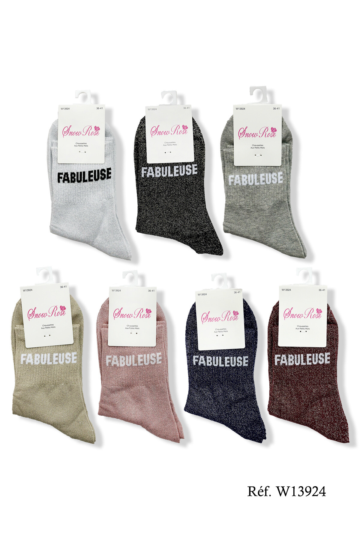 Grossiste Snow Rose - Chaussettes brillantes "FABULEUSE"