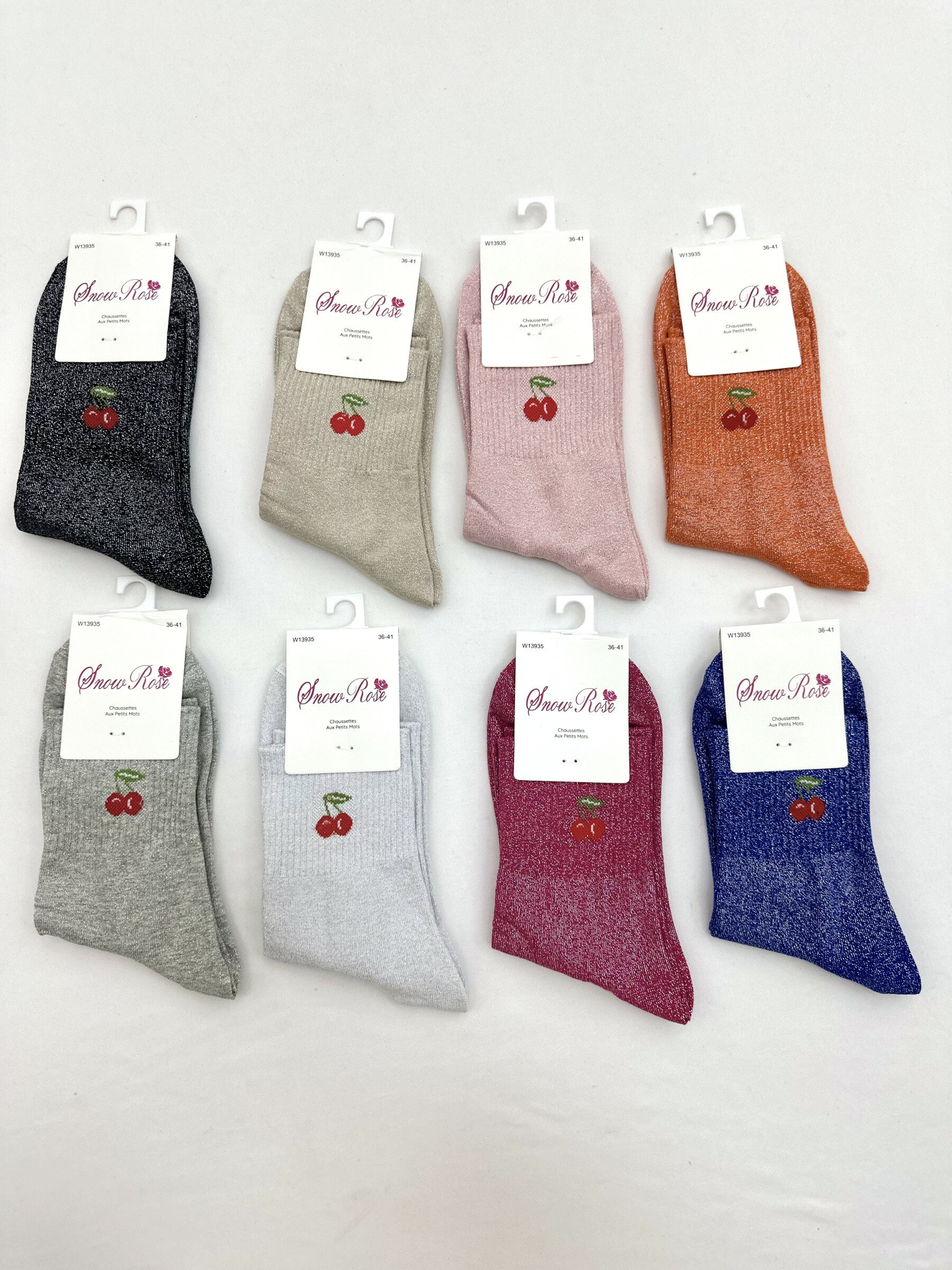 Grossiste Snow Rose - Chaussettes brillantes Cerises "🍒"