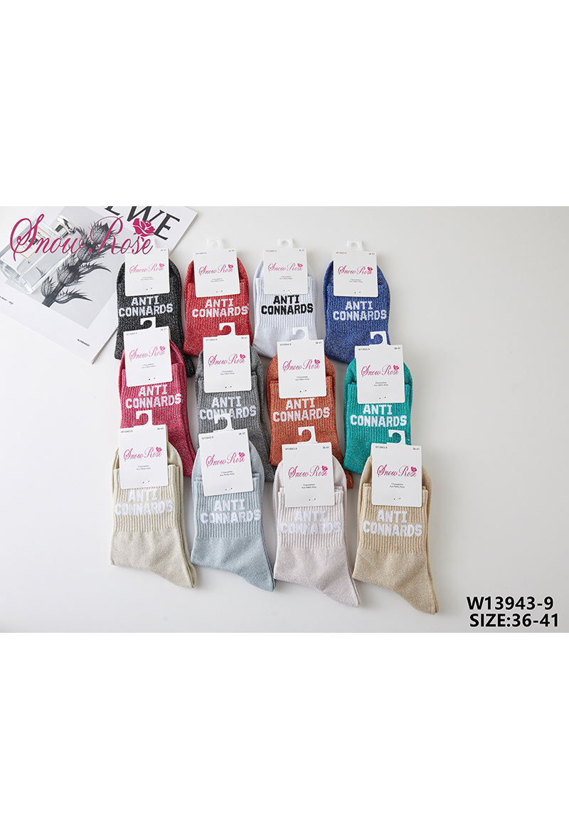 Grossiste Snow Rose - Chaussettes brillantes ANTI CONNARDS