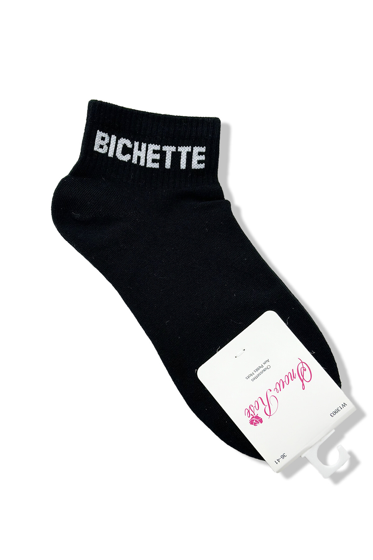Grossiste Snow Rose - Chaussettes courtes à message "BICHETTE"