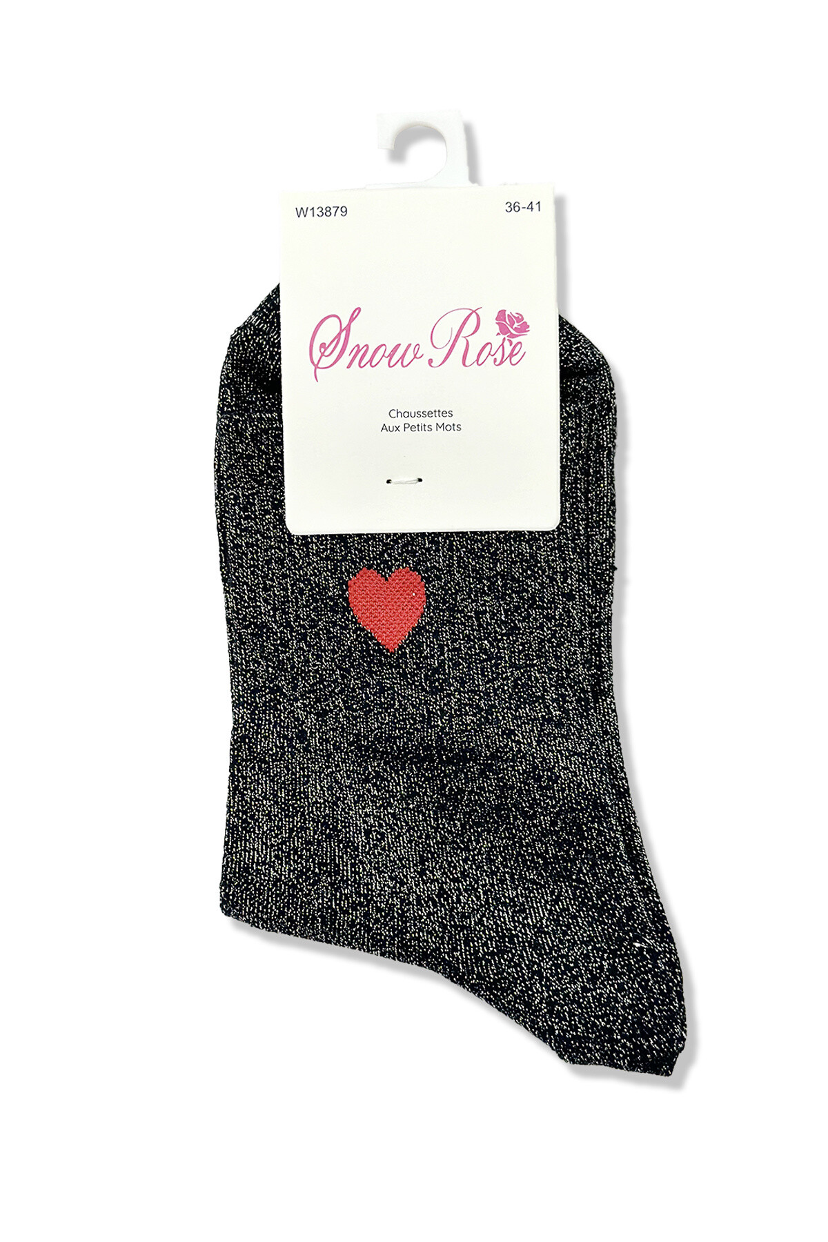 Grossiste Snow Rose - Chaussettes brillantes cœur "❤️"