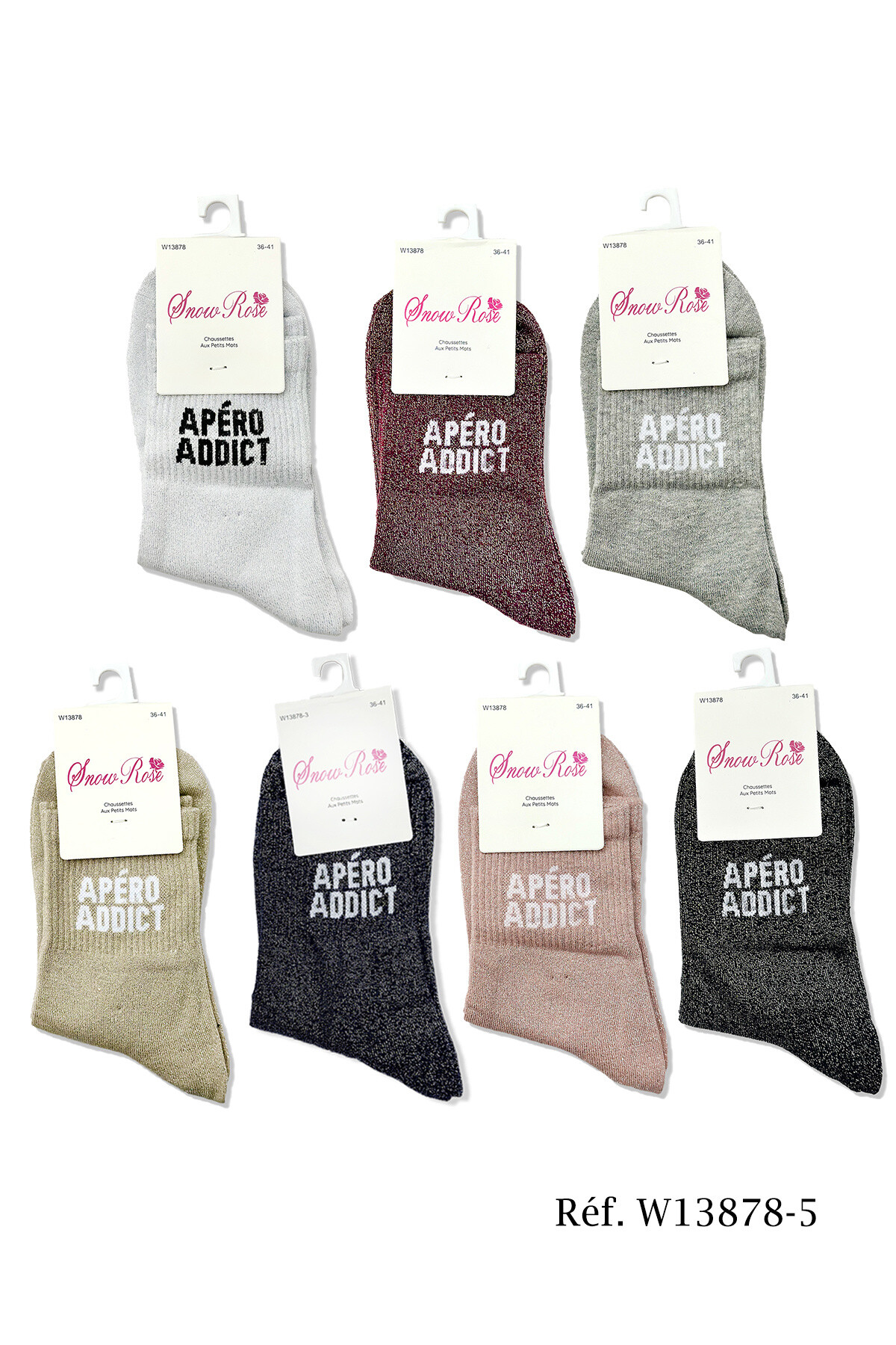 Grossista Snow Rose - Brillanti calzini "Aperitif Addict"
