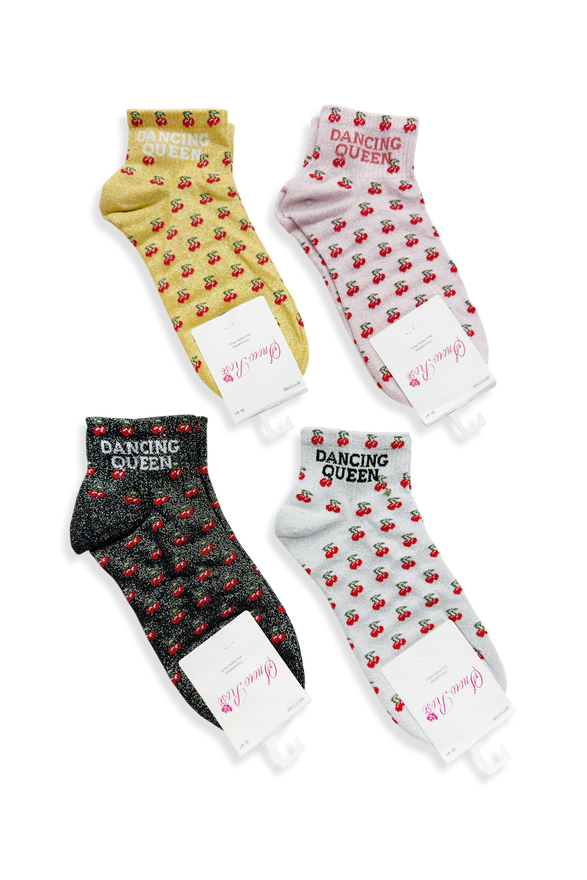 Grossiste Snow Rose - Chaussettes Pailletées Cerises Courtes « DANCING QUEEN »