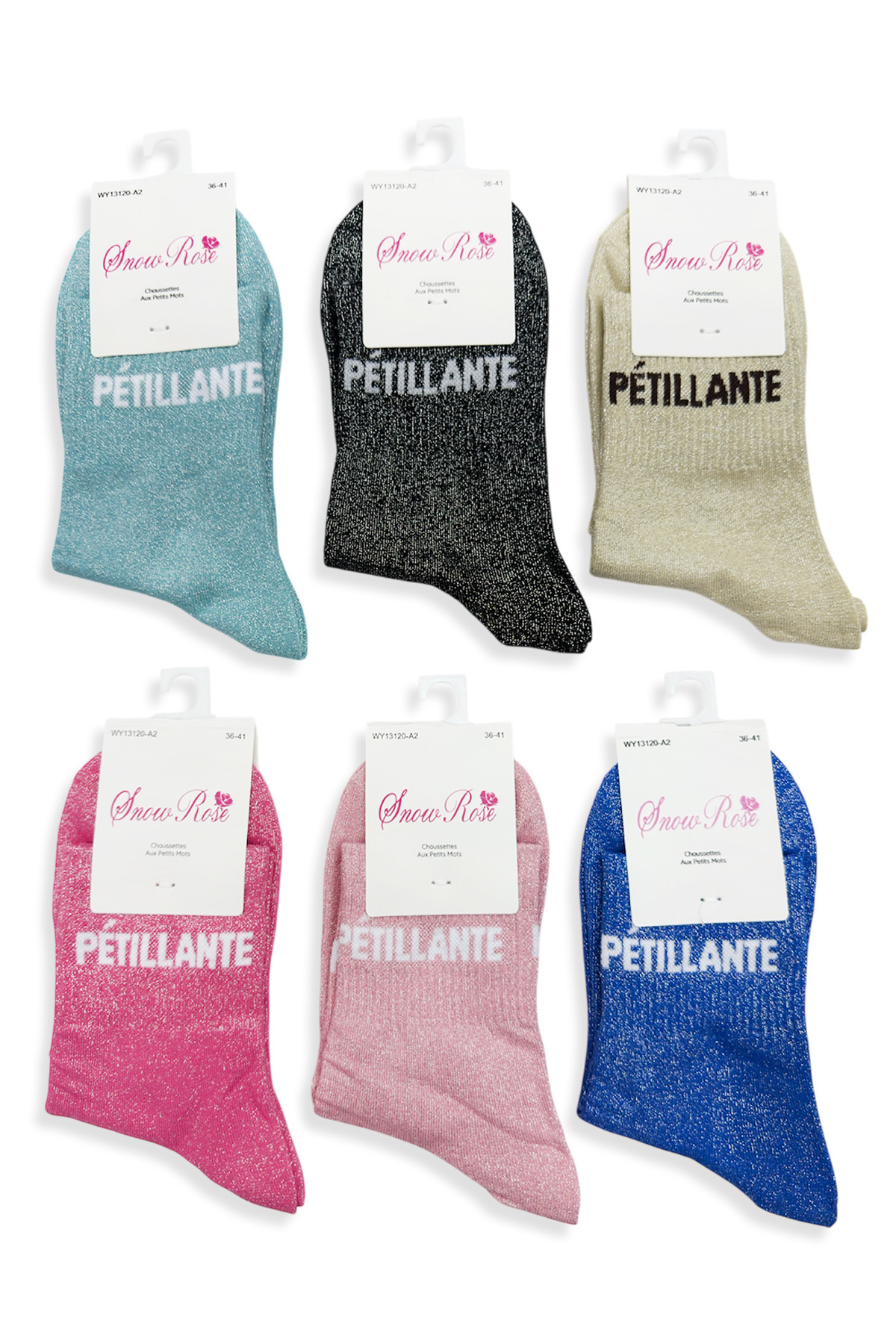 Grossiste Snow Rose - Chaussettes brillantes "PÉTILLANTE"