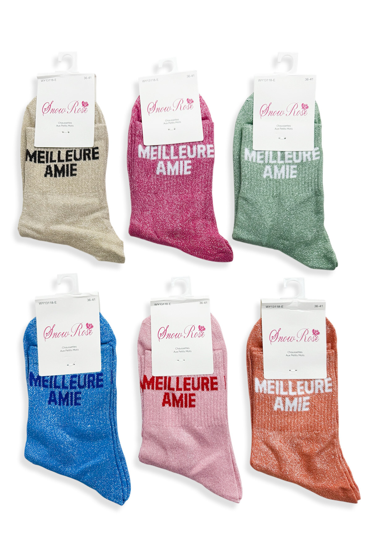 Großhändler Snow Rose - Glänzende Socken BESTE FREUNDIN
