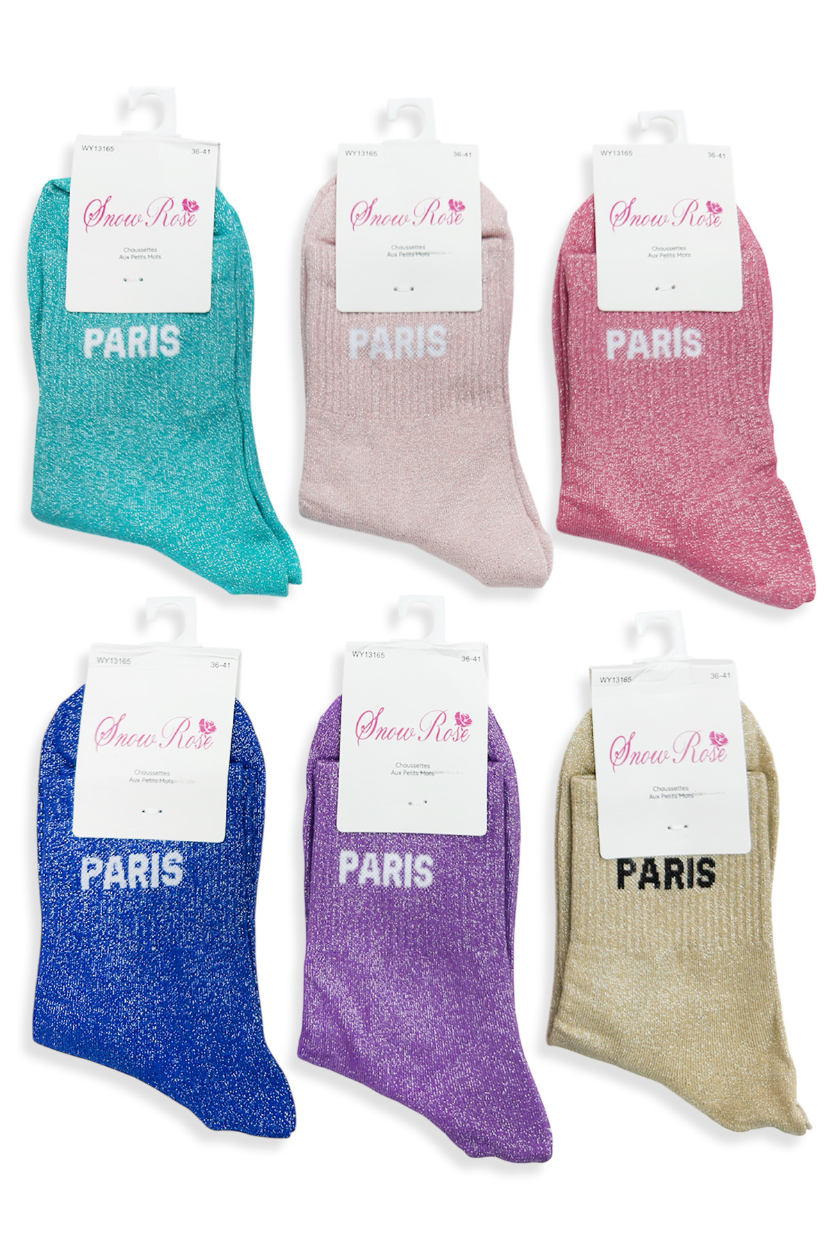 Grossiste Snow Rose - Chaussettes brillantes "PARIS"