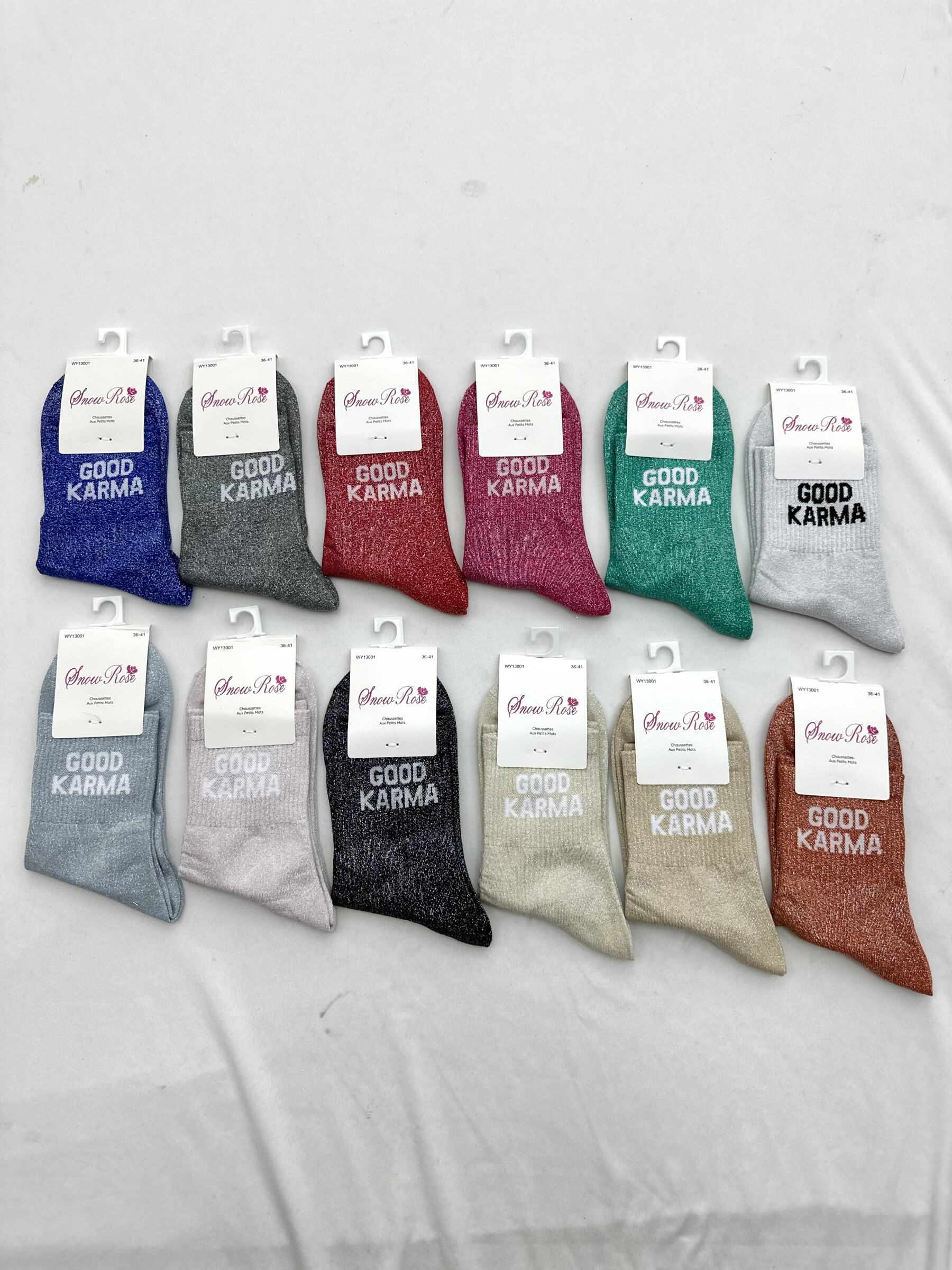 Grossiste Snow Rose - Chaussettes brillantes GOOD KARMA