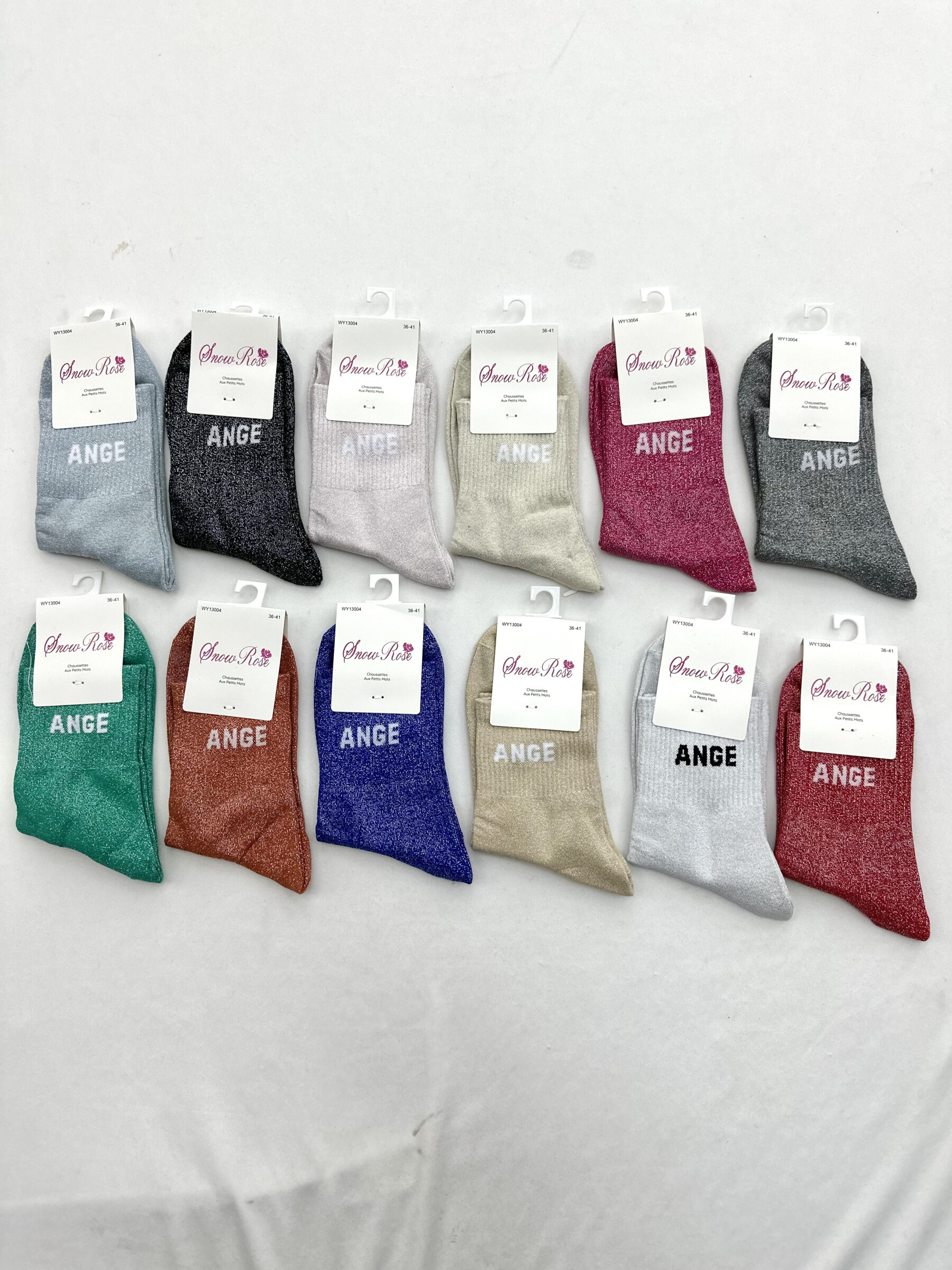 Grossiste Snow Rose - Chaussettes brillantes "ANGE"