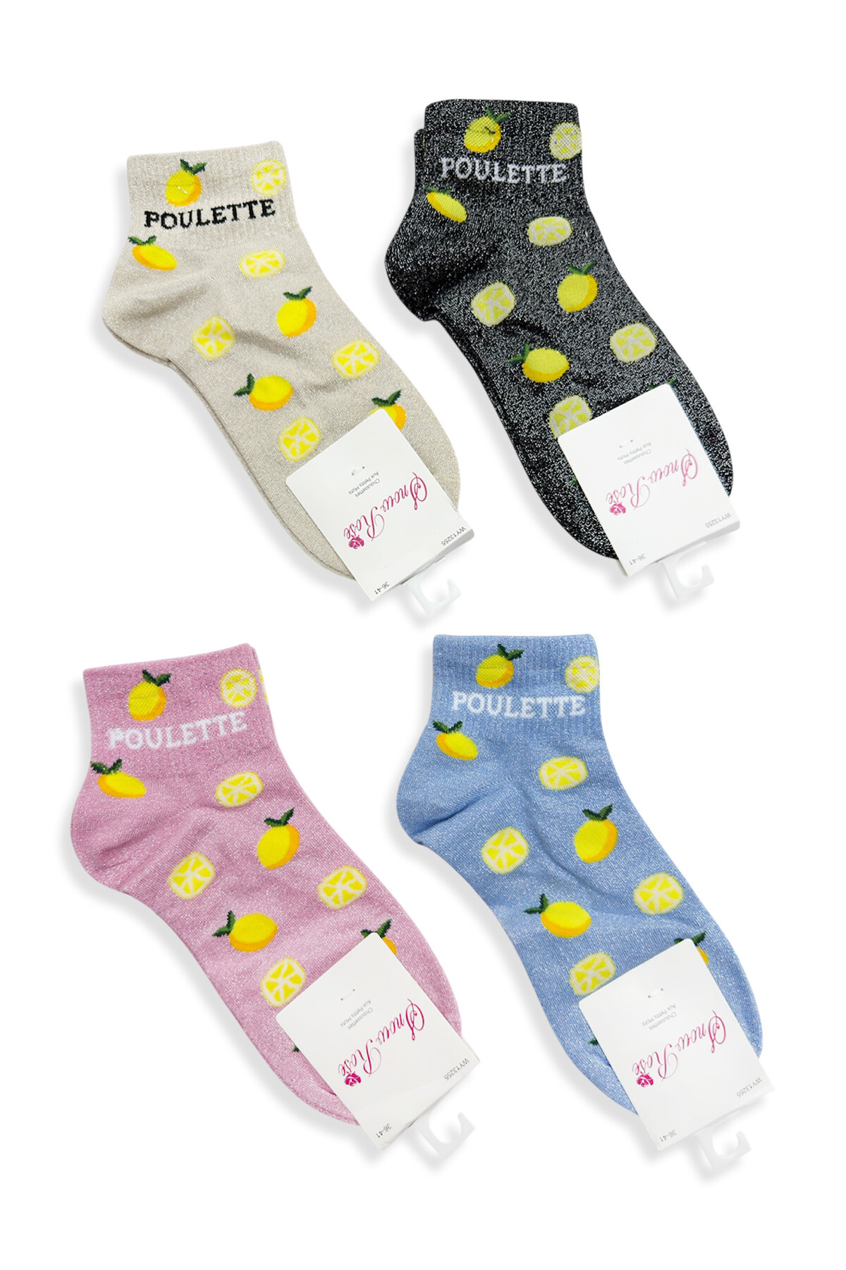 Wholesaler Snow Rose - Short Shiny Lemon Socks 'POULETTE'