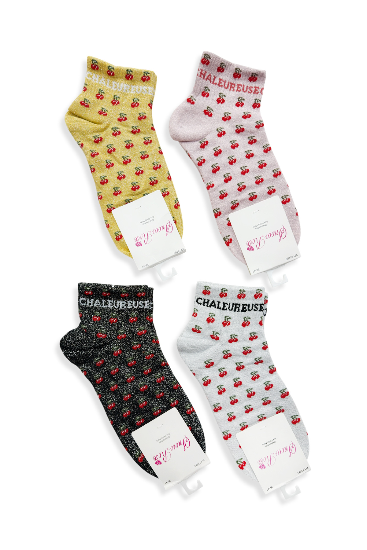 Grossiste Snow Rose - Chaussettes Pailletées Cerises Courtes « CHALEUREUSE »