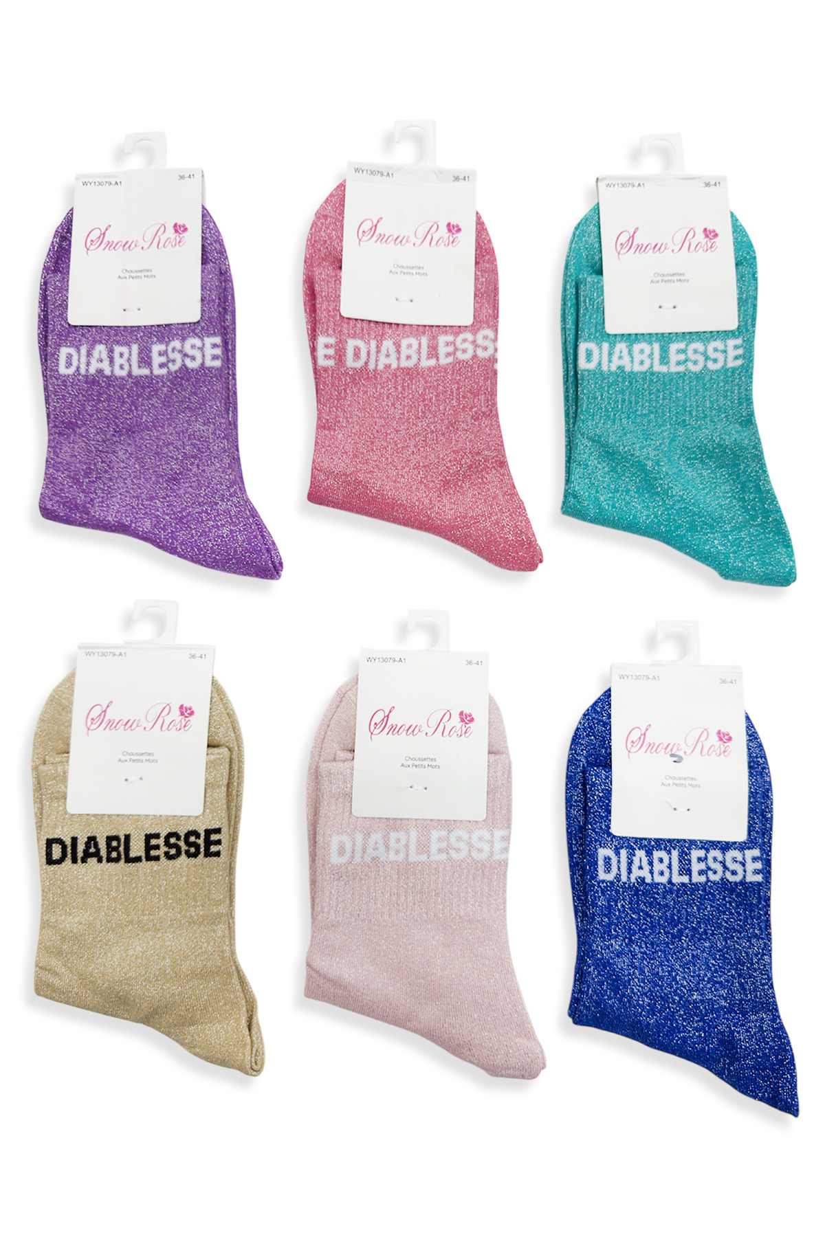 Grossiste Snow Rose - Chaussettes brillantes "DIABLESSE"