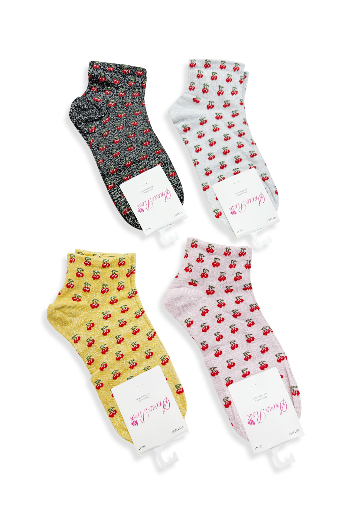 Grossiste Snow Rose - Chaussettes brillantes motif cerises
