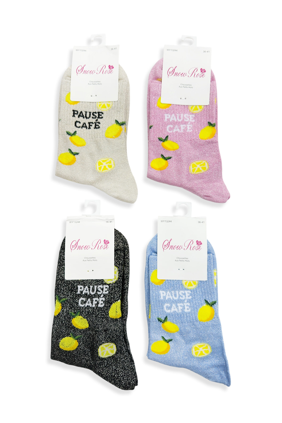 Wholesaler Snow Rose - Shiny Lemon Socks 'COFFEE BREAK'