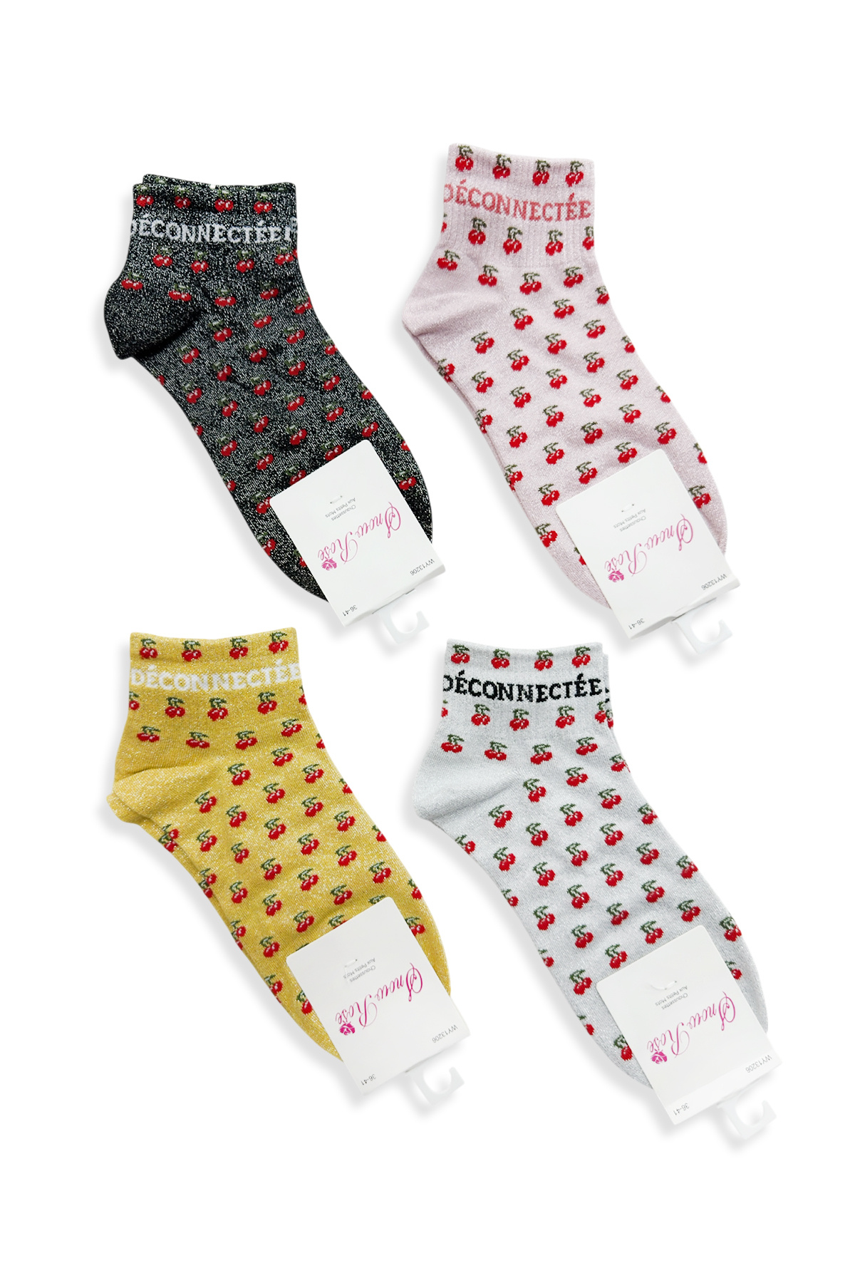 Grossiste Snow Rose - Chaussettes Pailletées Cerises Courtes « DÉCONNECTÉE »