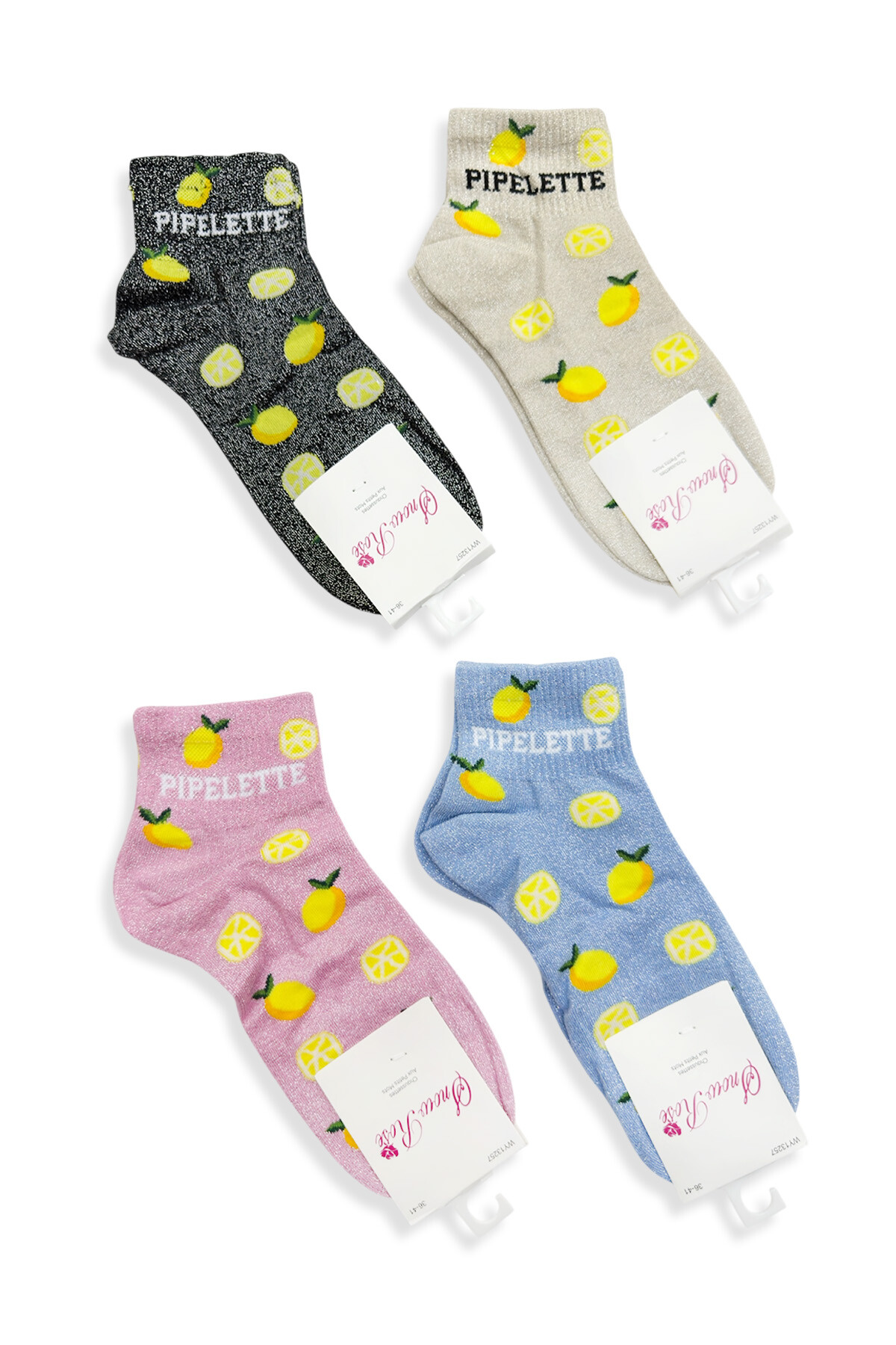 Wholesaler Snow Rose - Short Shiny Lemon Socks 'CHATTERBOX'