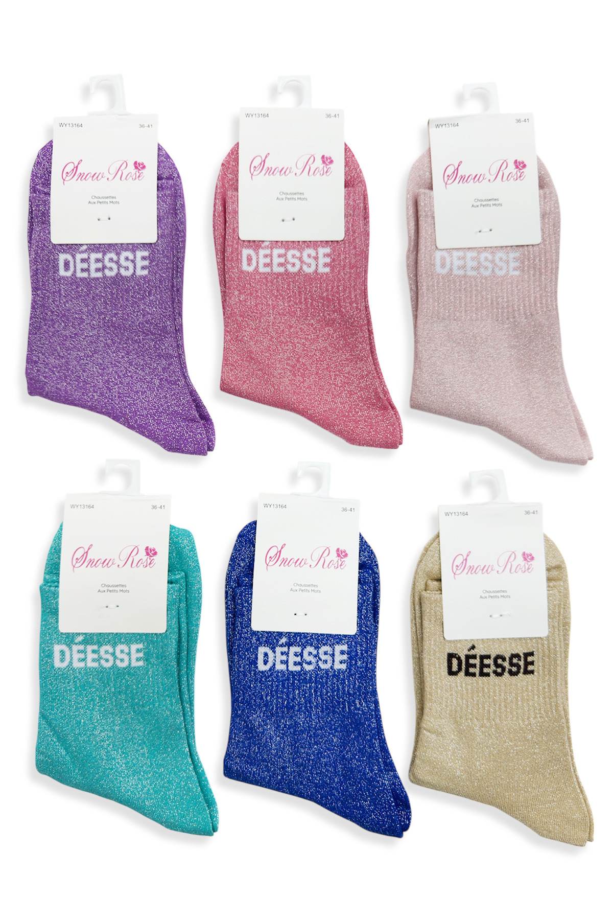 Grossiste Snow Rose - Chaussettes brillantes "DÉESSE"