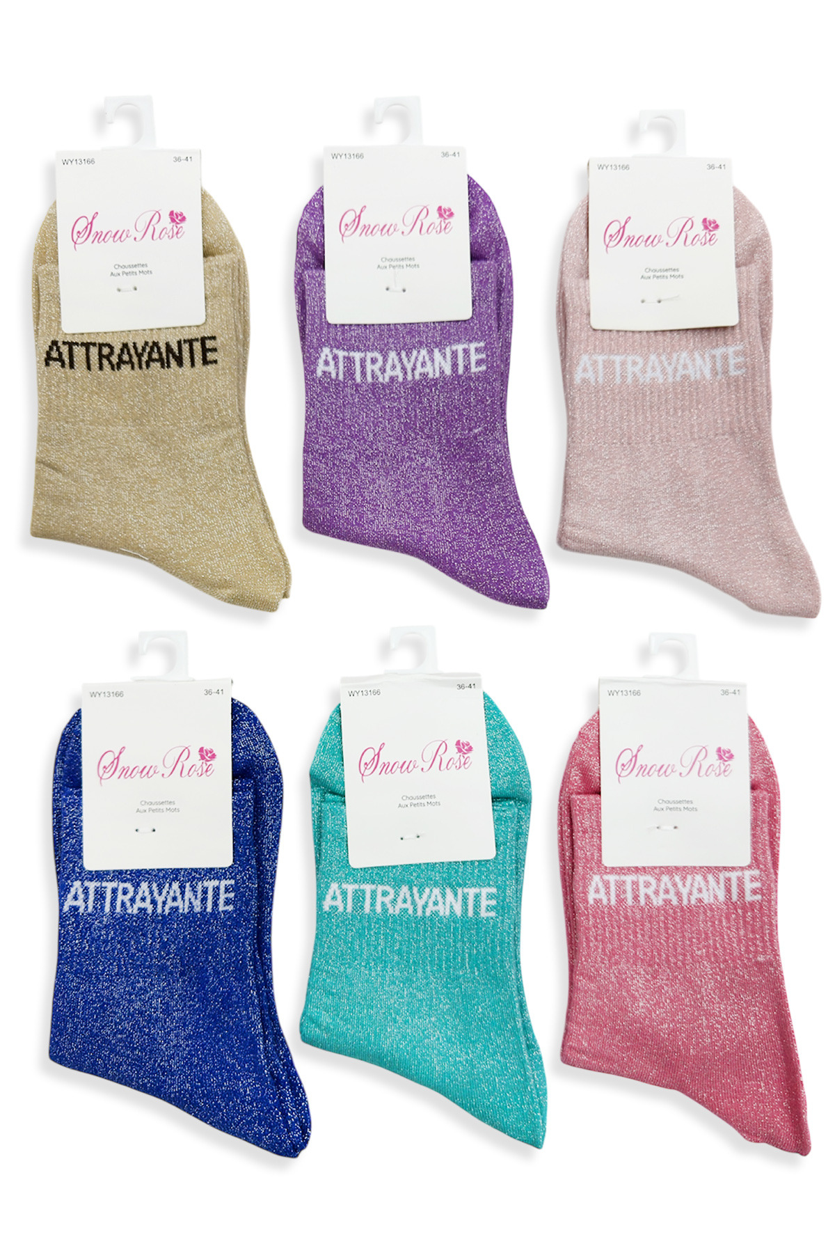 Grossiste Snow Rose - Chaussettes brillantes "ATTRAYANTE"