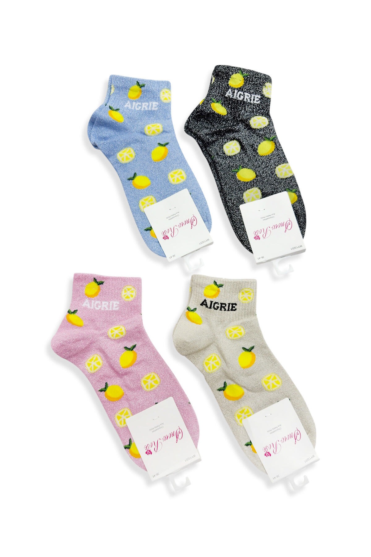 Wholesaler Snow Rose - Short Shiny Lemon Socks 'SOUR'