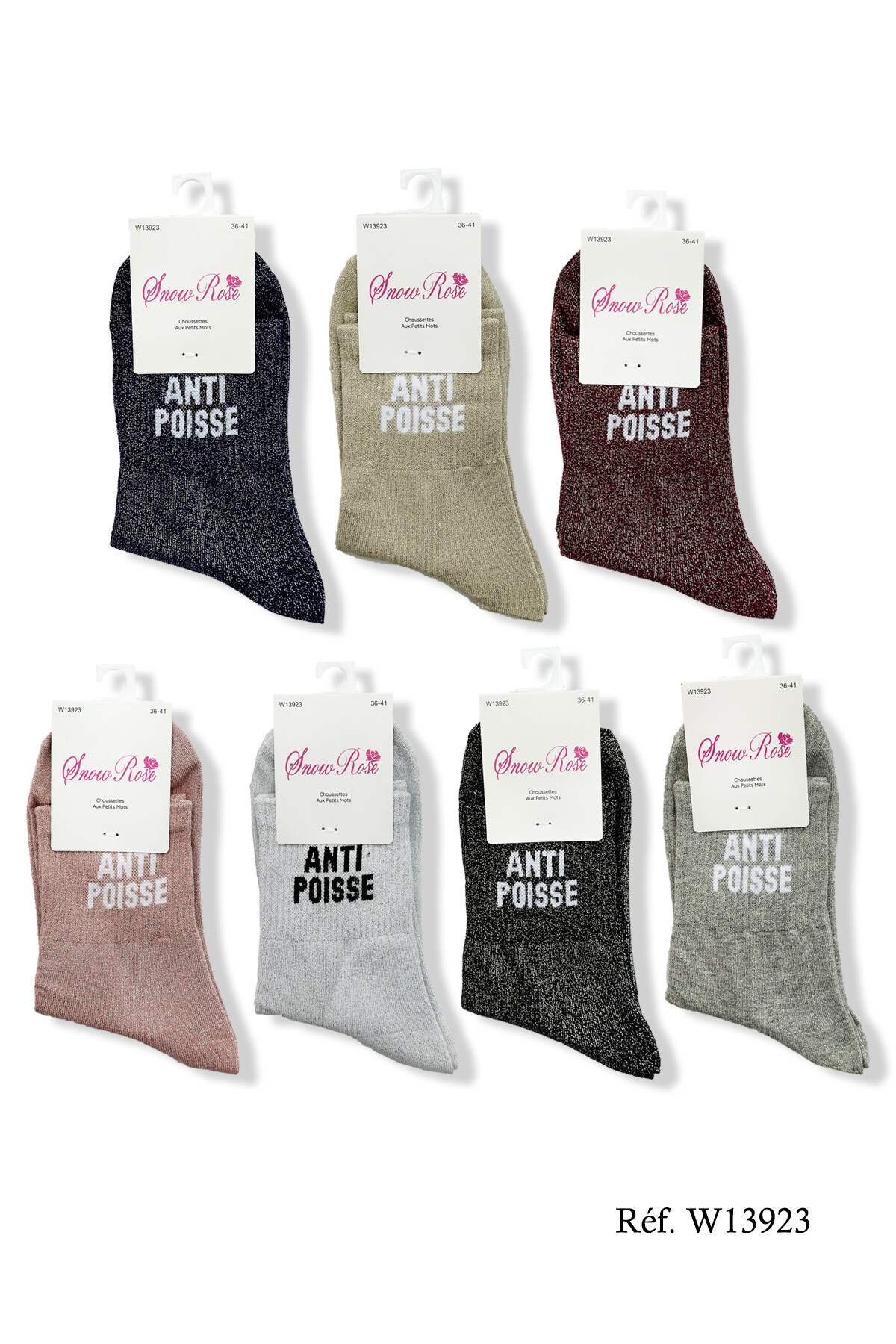 Grossiste Snow Rose - Chaussettes brillantes "ANTI POISSE"