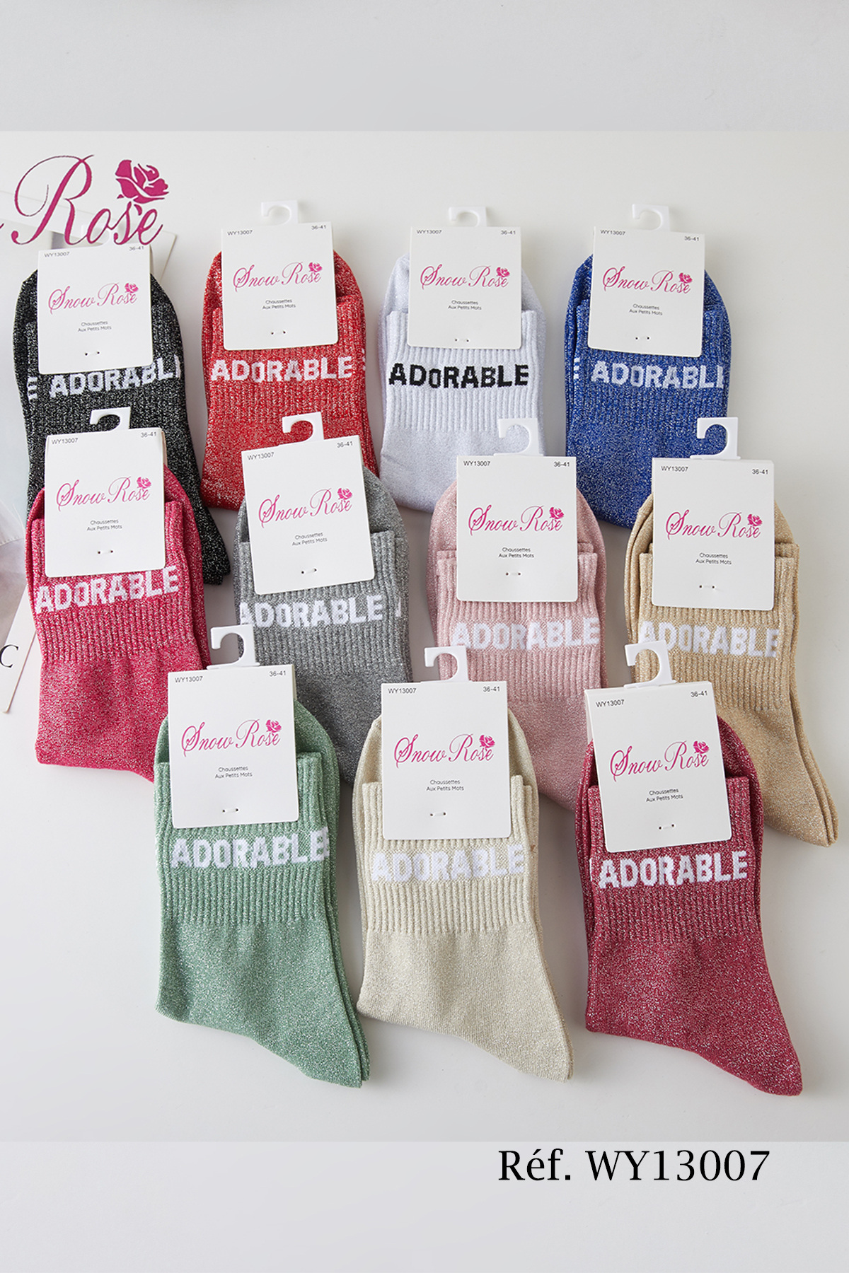 Mayorista Snow Rose - Calcetines brillantes ADORABLES