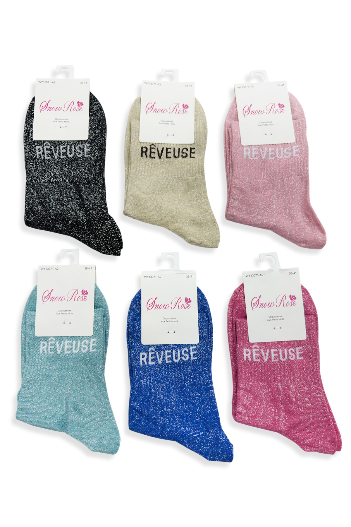 Grossiste Snow Rose - Chaussettes Brillantes "RÊVEUSE"