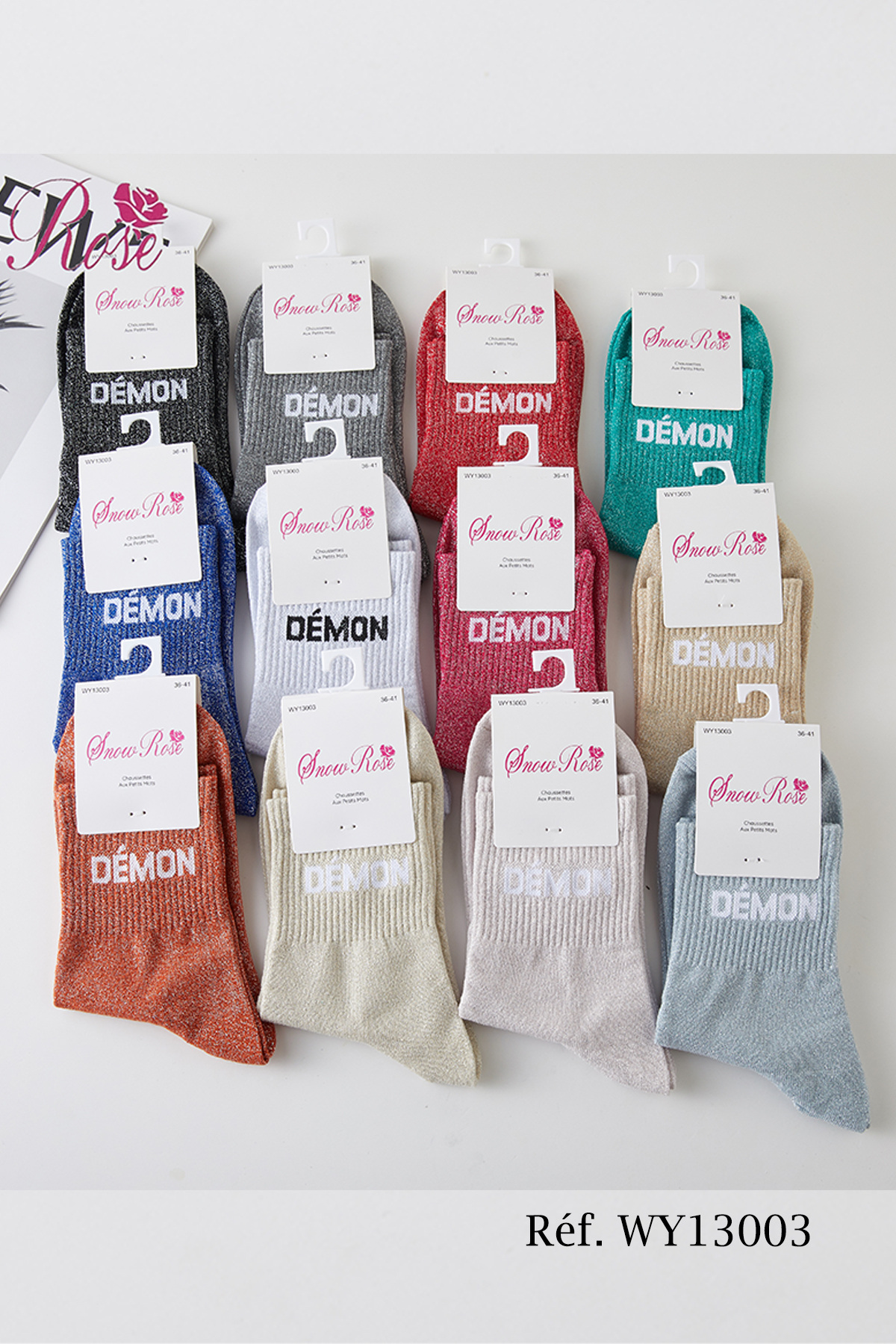 Grossiste Snow Rose - Chaussettes brillantes "DÉMON"
