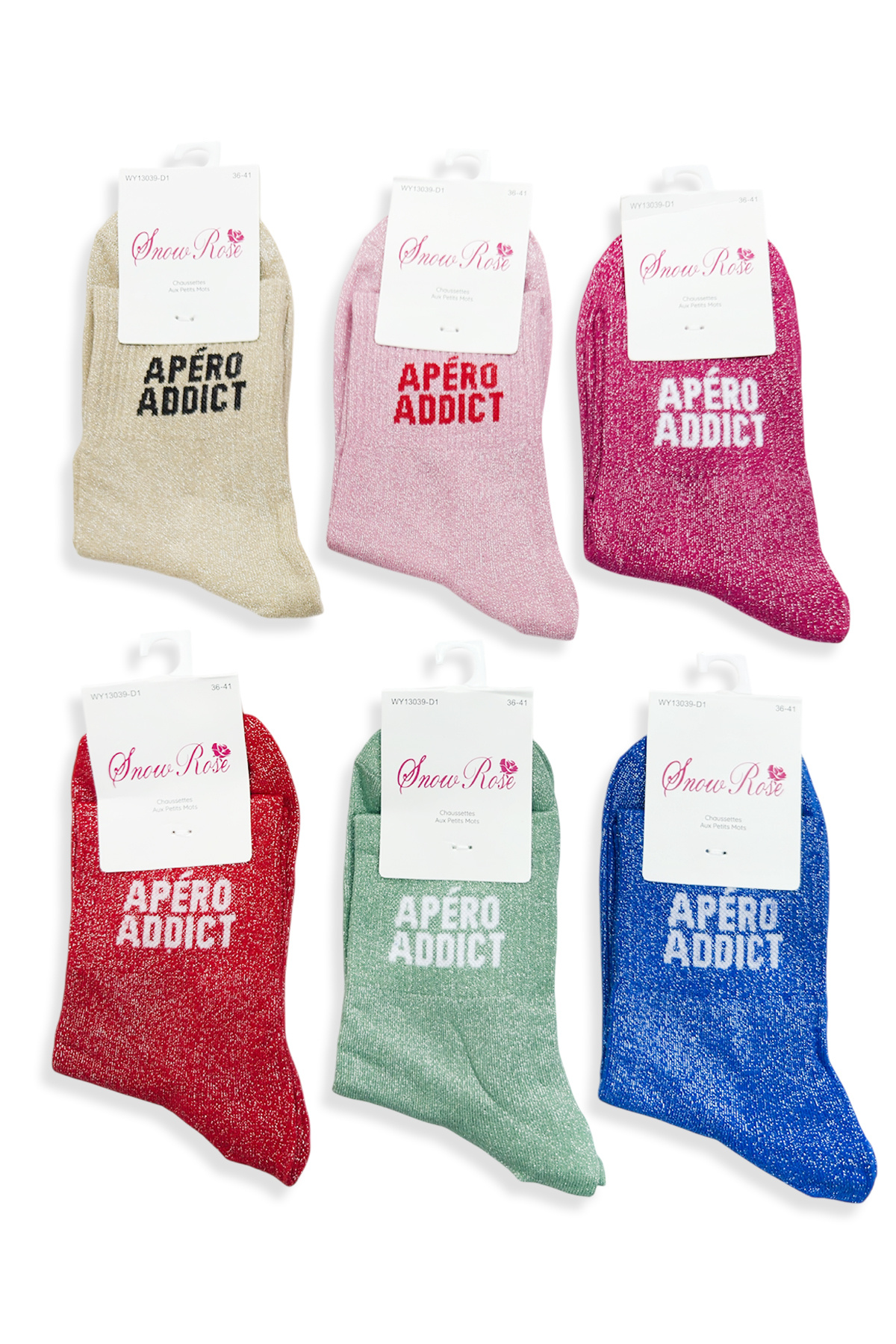 Grossiste Snow Rose - Chaussettes Pailletées « APÉRO ADDICT »