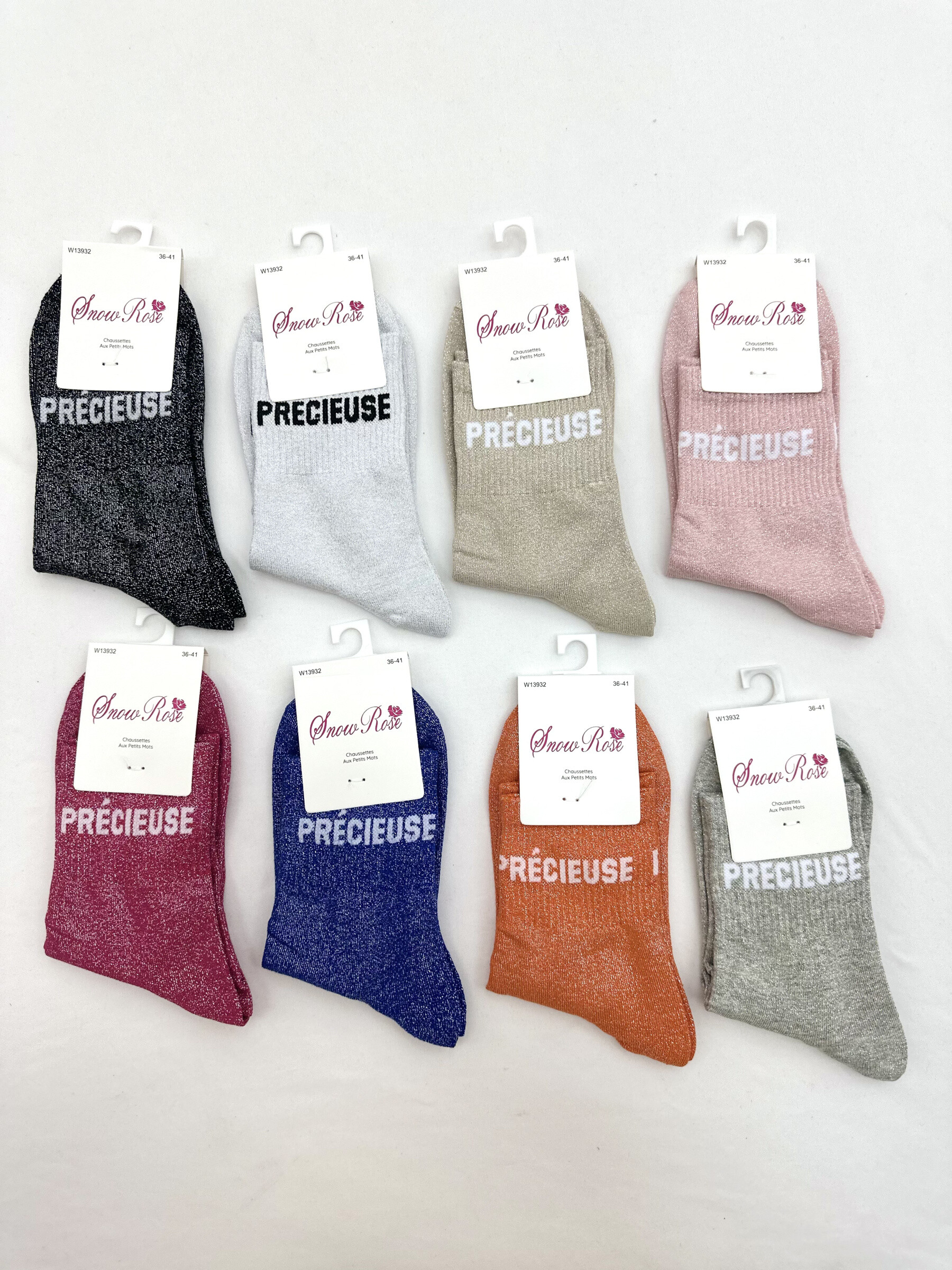 Grossiste Snow Rose - Chaussettes brillantes "PRÉCIEUSE"