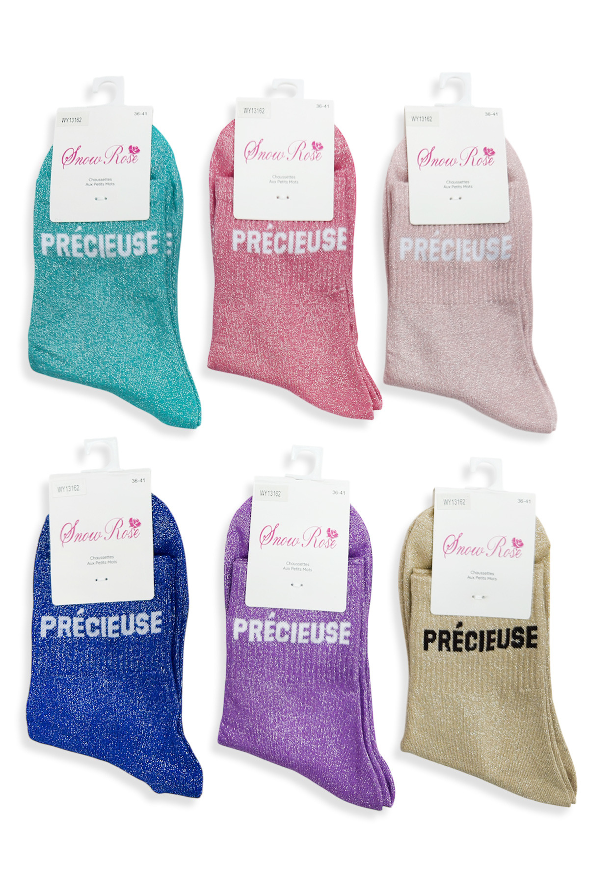 Grossiste Snow Rose - Chaussettes brillantes "PRÉCIEUSE"