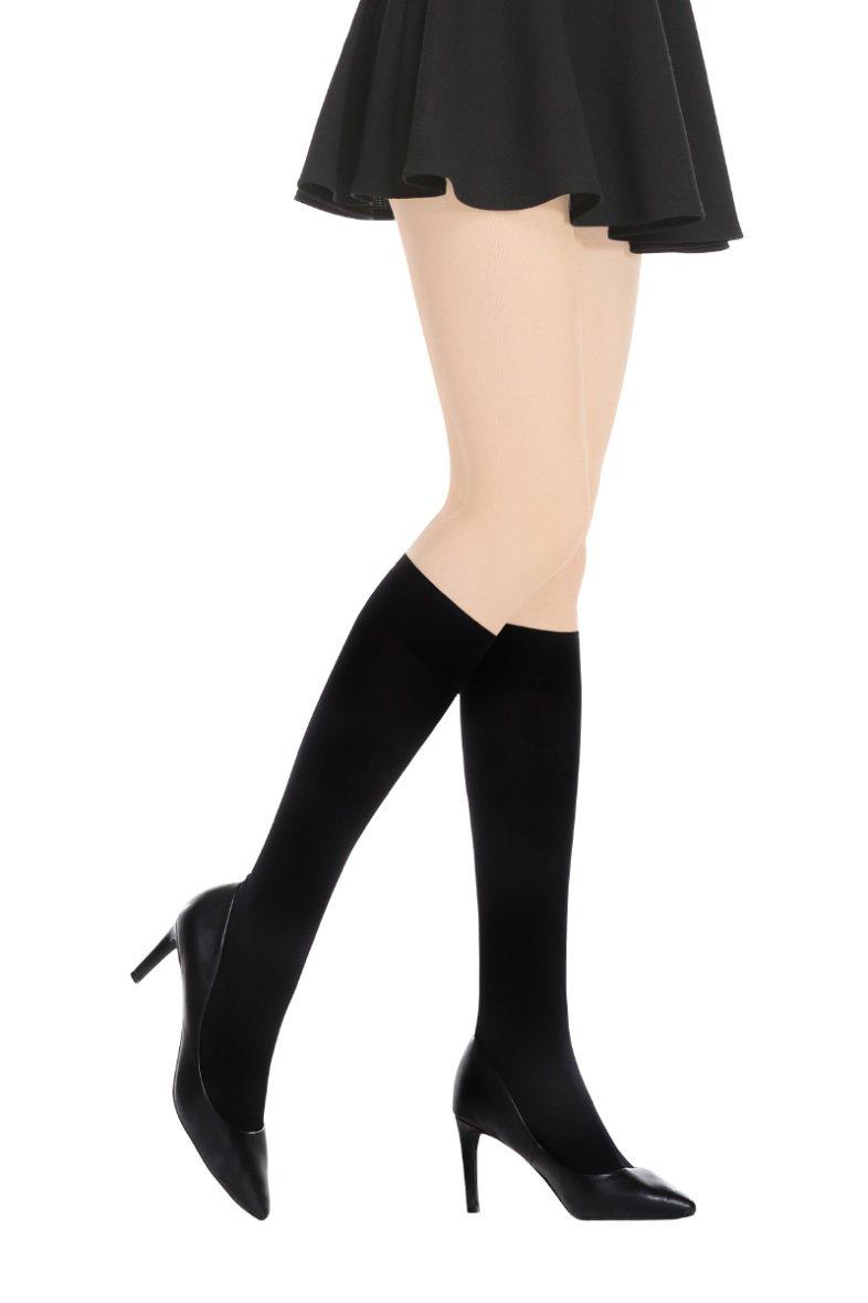 Wholesaler Snow Rose - Beige voile tights Opaque black high sock effect