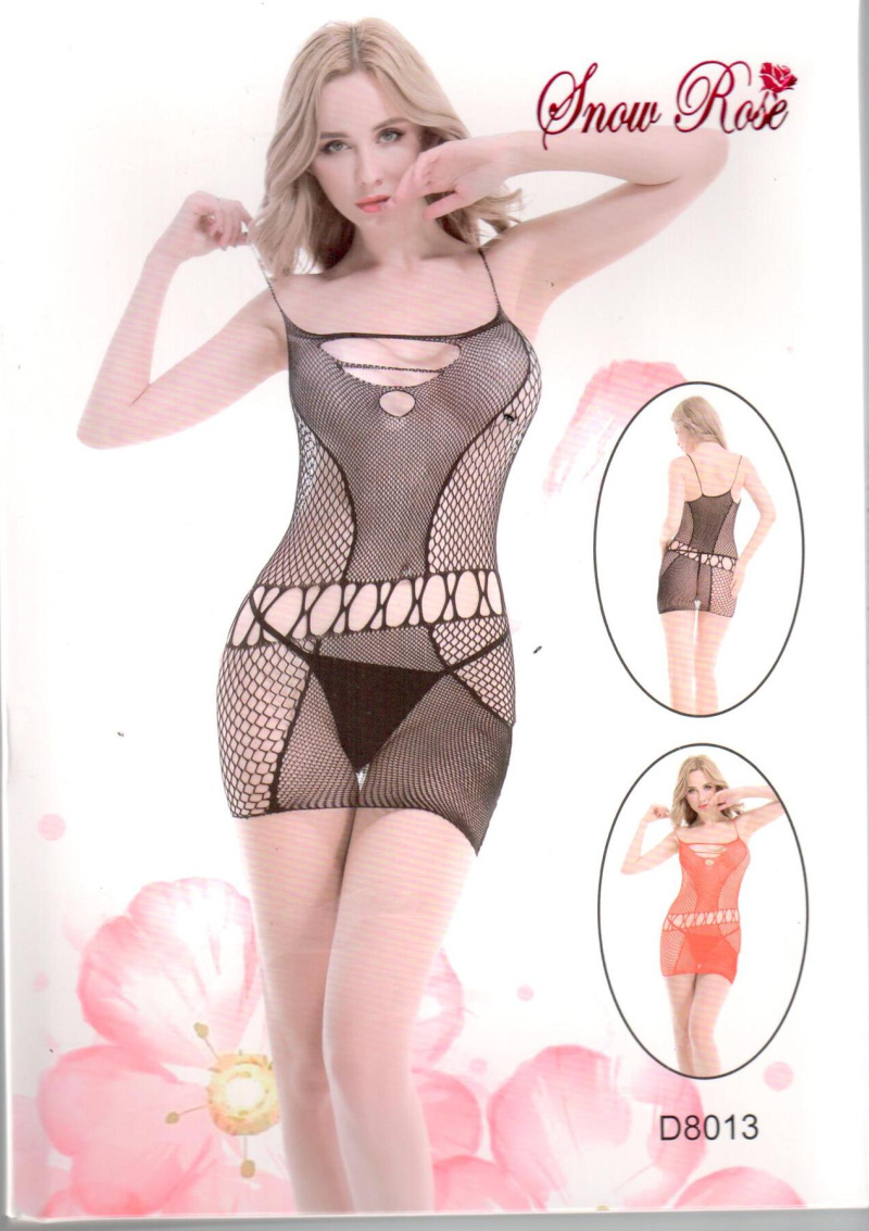 Mayorista Snow Rose - Sexy vestido de rejilla calado con tirantes finos