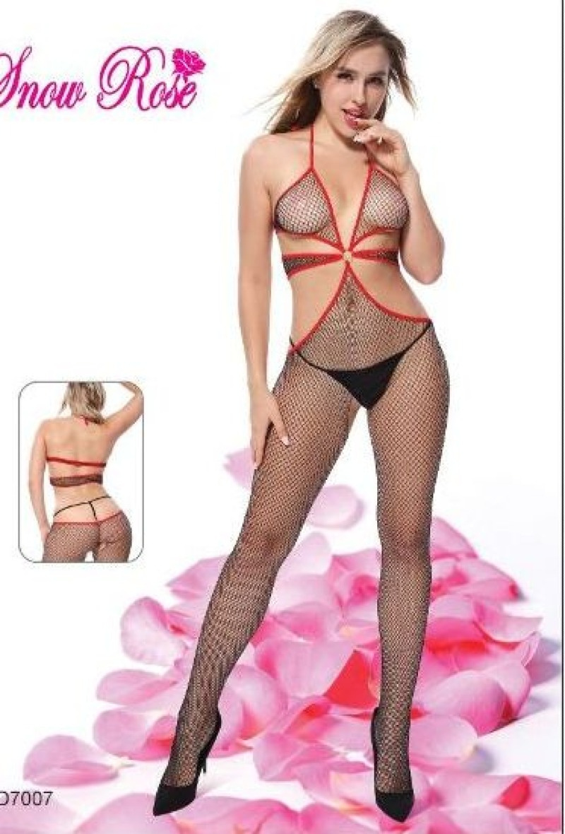 Mayorista Snow Rose - Mono sexy de rejilla abierto con gargantilla