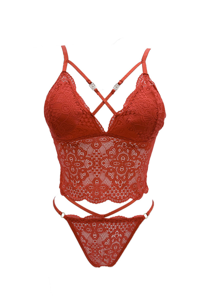 Großhändler Snow Rose - Set aus langem Bralette und Spitzen-Tanga