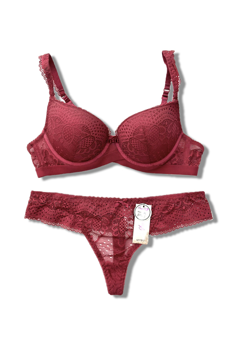 Ensemble Lingerie Noir Et Rouge Push-up - Bonnet B, Taille M - Séduisant