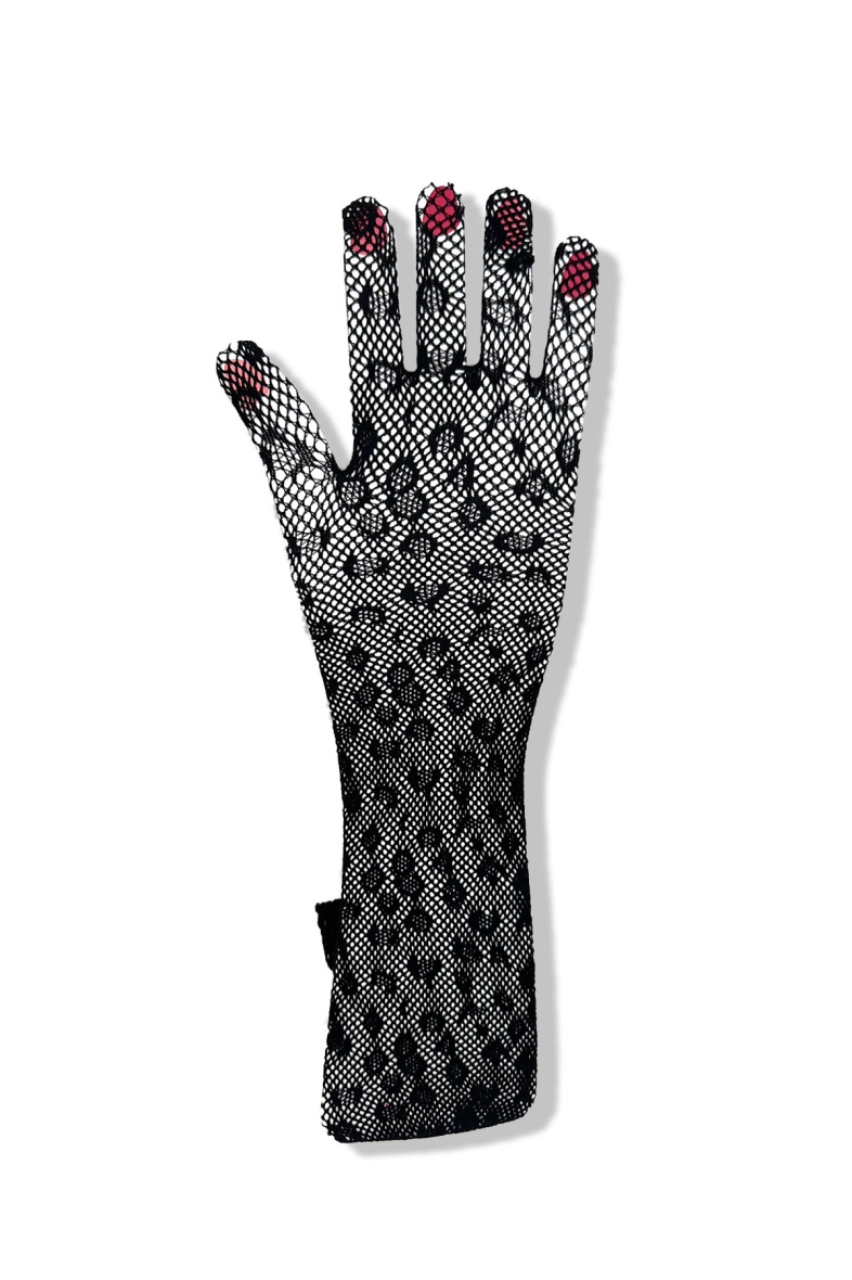 Mayorista Snow Rose - Guantes largos de rejilla con estampado de leopardo