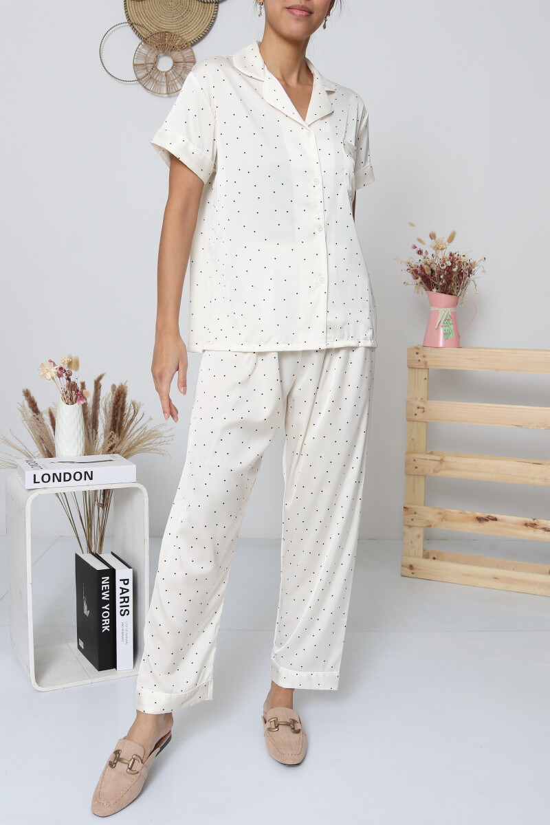 Grossiste Snow Rose - Ensemble Pyjama Satin à pois