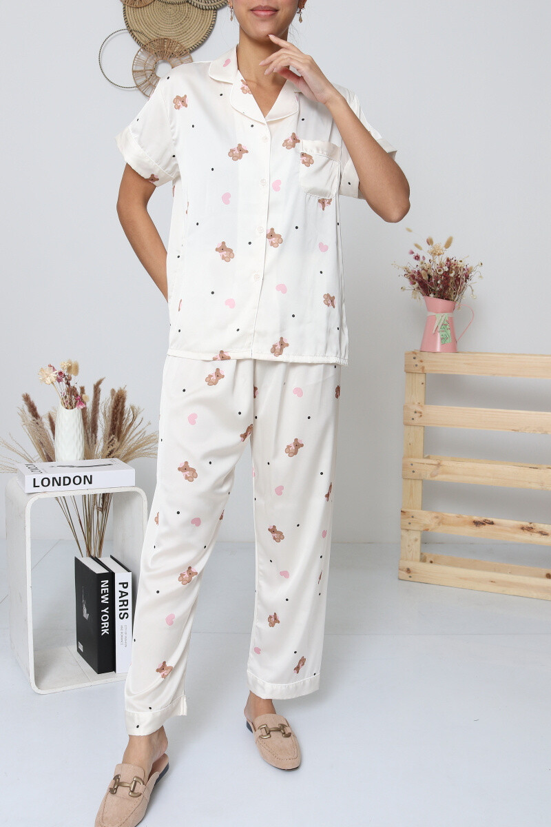 Grossiste Snow Rose - Ensemble Pyjama Satin Oursons