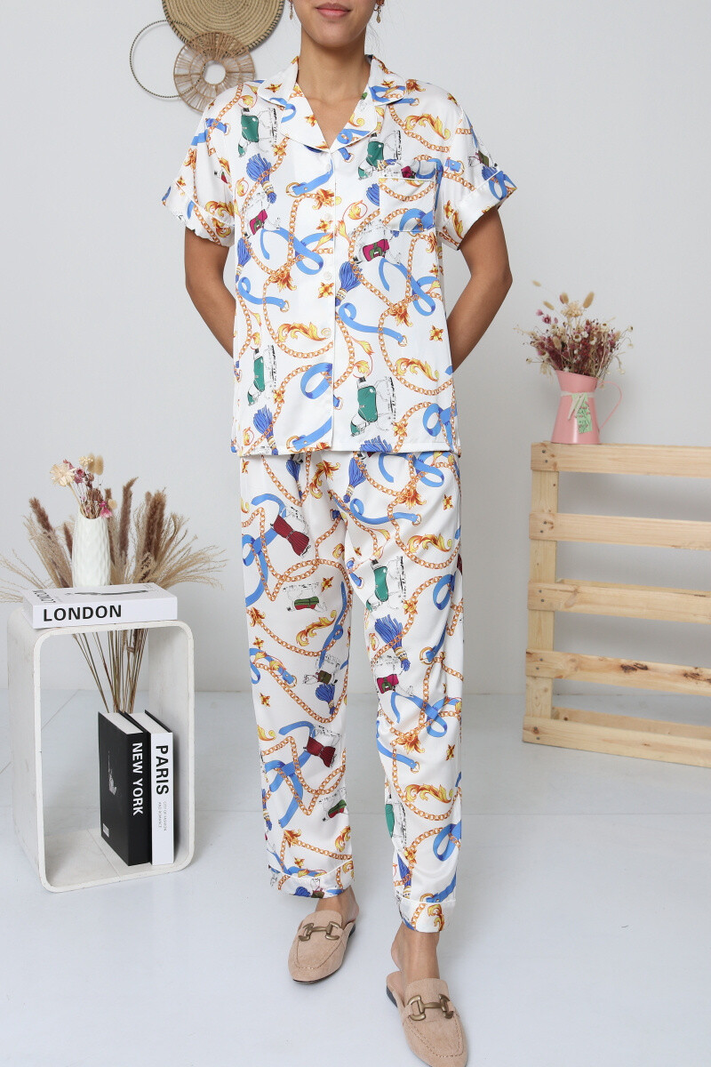 Grossiste Snow Rose - Ensemble Pyjama Satin Chaînes