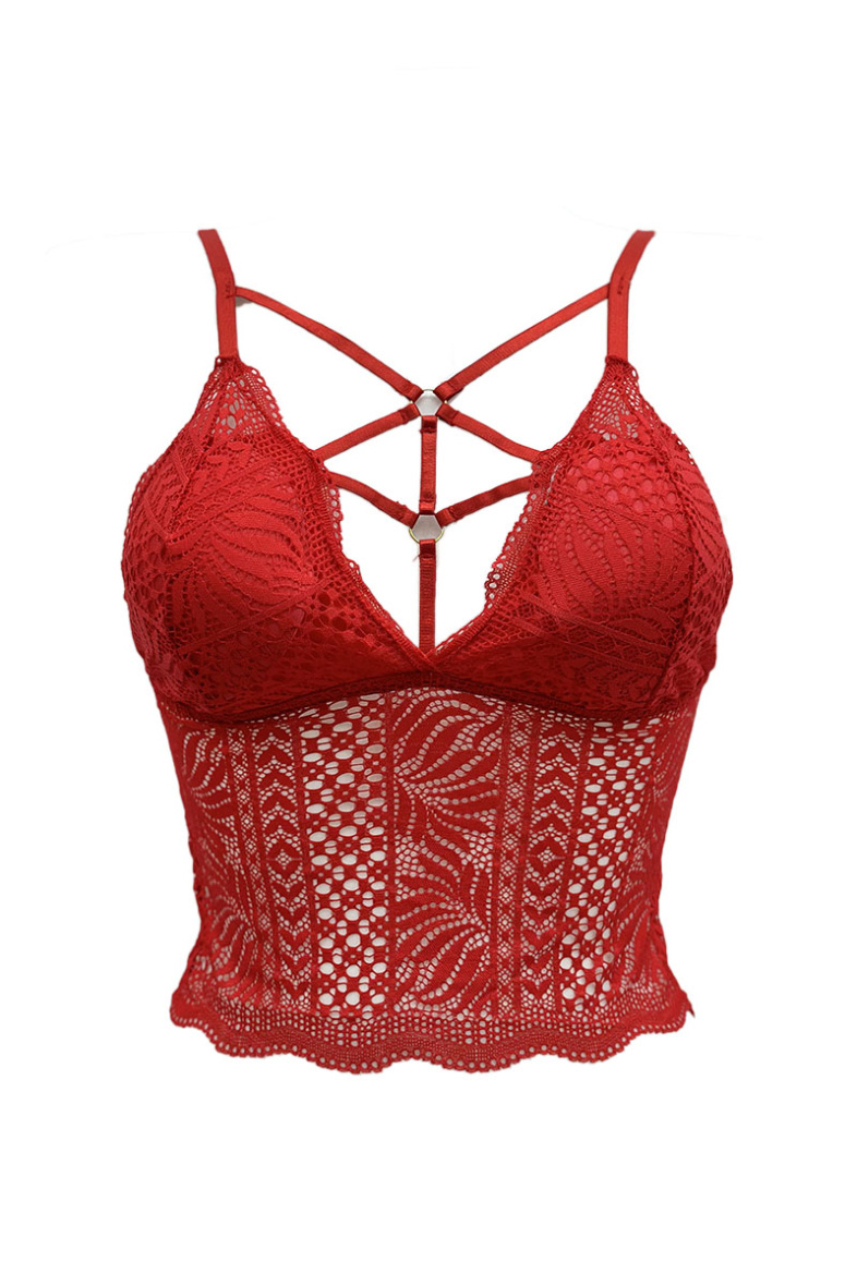 Großhändler Snow Rose - Langer Bralette-BH aus Spitze mit überkreuzter Vorderseite