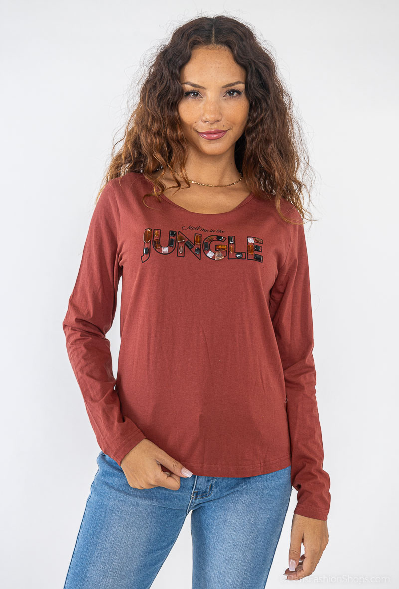 Wholesaler So Brand - CAMILLE DE PARIS "JUNGLE" long sleeve sequin t-shirt