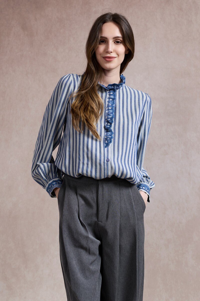 Wholesaler So Sweet - Striped shirt with contrasting embroidery