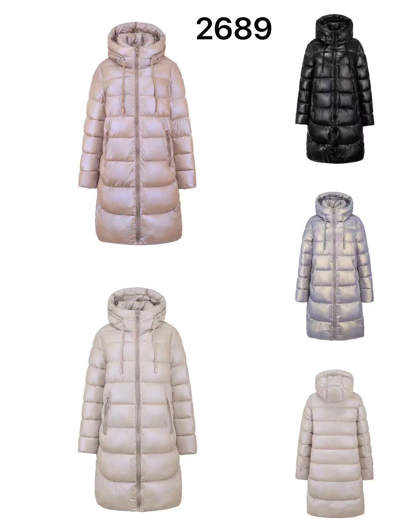 Wholesaler SOFLY - Shiny mid-length hooded puffer jacket, model 2689