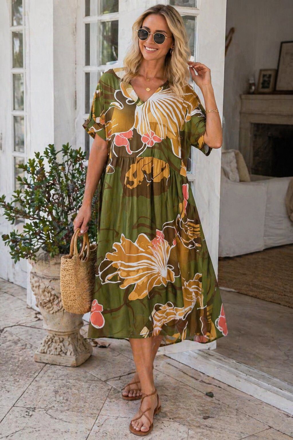 flowy dresses short Zeagoo Midi A Line Dress Sleeve Casual T 1 cm = 0.394 inches Boho Flowy Short Summer Dresses