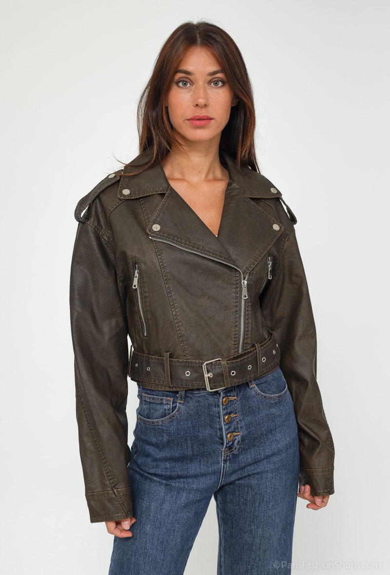 Grossiste Softy Paris - blouson perfecto en simili cuir usé