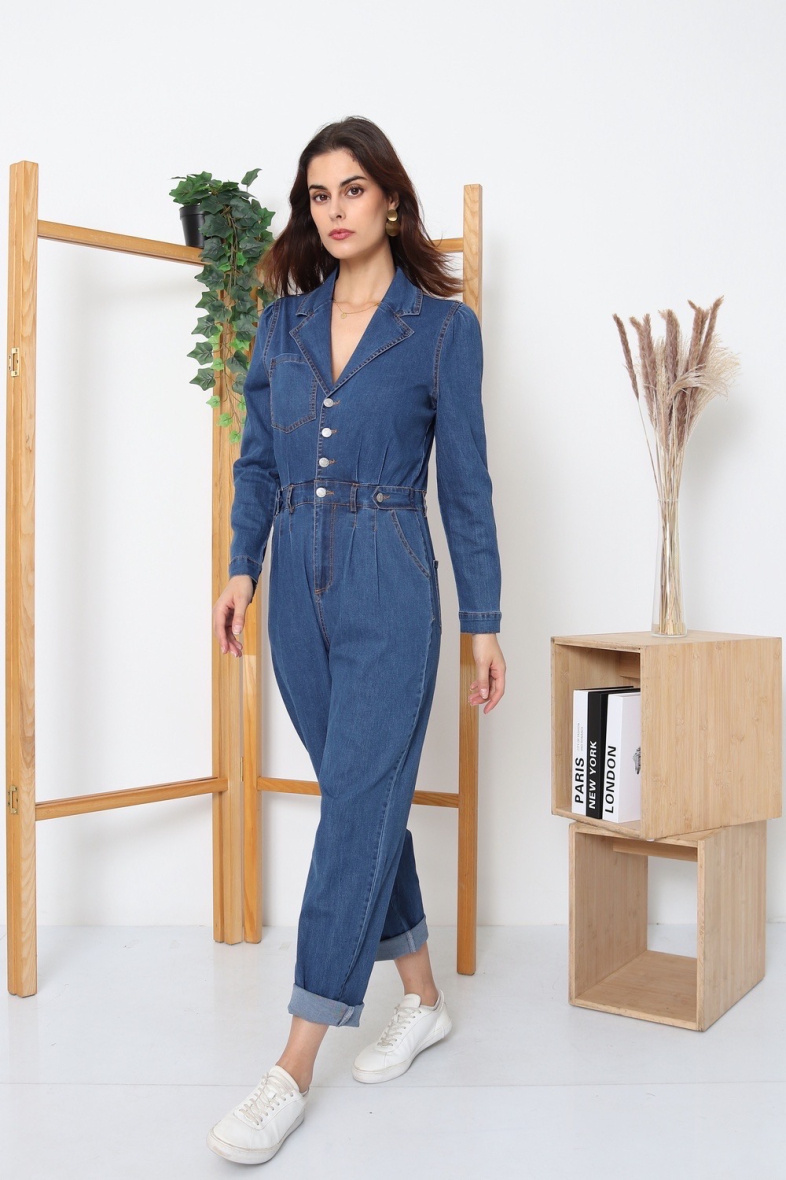 Grossista Softy Paris - Tuta in denim con colletto a revers