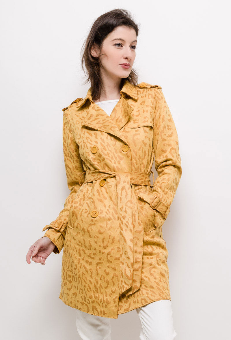 Großhändler Softy Paris - Trenchcoat in Wildlederoptik mit Leopardenmuster