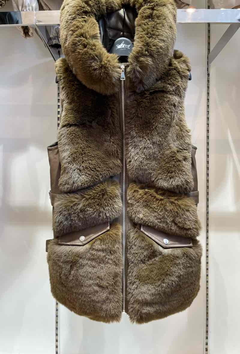 Großhändler Softy Paris - Bi-Material-Jacke aus Kunstleder und Pelz