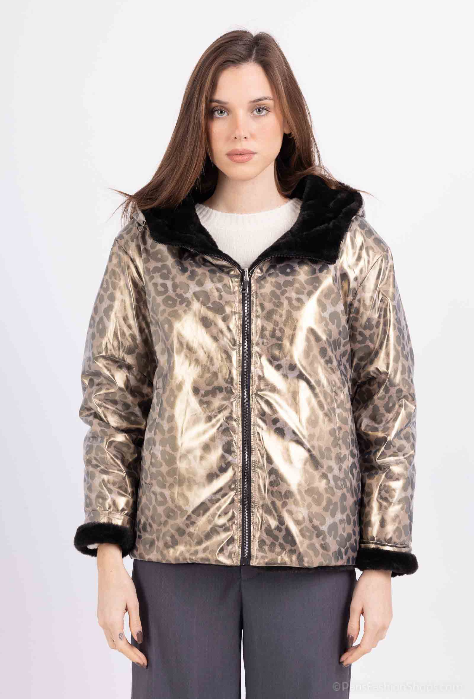 Grossiste Softy Paris - Parka imperméable et réversible imprimé léopard, fourré
