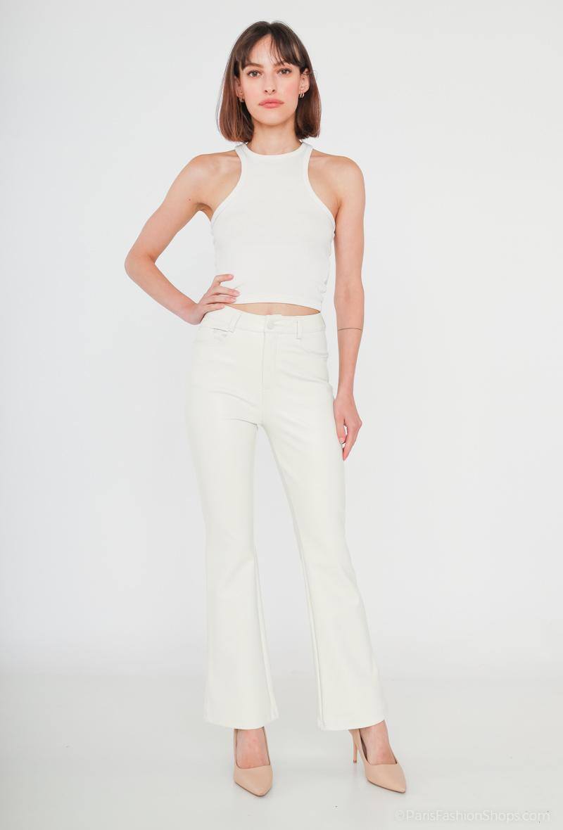 Grossiste Softy Paris - Pantalon mini flare en simili cuir